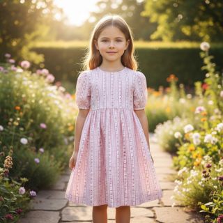 Mușelină Flowers check pink digital print