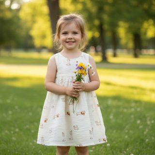 Mușelină EMBROIDERY Dogs ecru