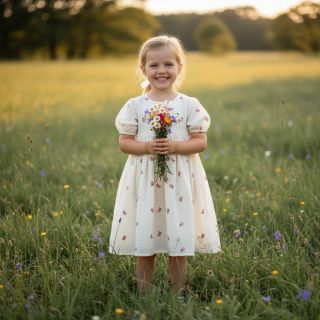 Mușelină EMBROIDERY Fruit natural peach