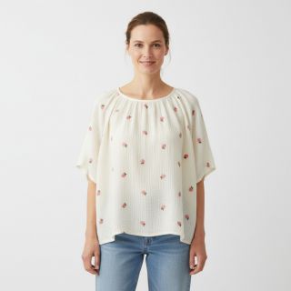 Mușelină EMBROIDERY Fruit natural peach