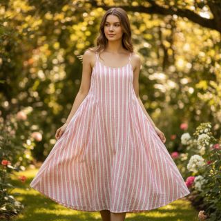 Mușelină YARN DYED Stripe in stripe pink