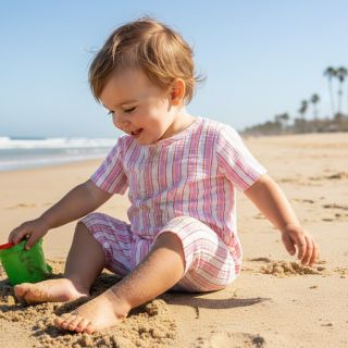 Mușelină YARN DYED Stripe in stripe pink