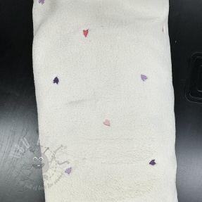 Stofă palton TEDDY EMBROIDERY Hearts ecru 2nd class