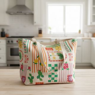 Țesătură decorativă Linenlook Pura Vida Patch digital print
