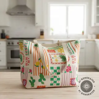 Țesătură decorativă Linenlook Pura Vida Patch digital print