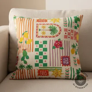 Țesătură decorativă Linenlook Pura Vida Patch digital print