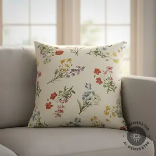Țesătură decorativă Linenlook Delicate Floral Field digital print