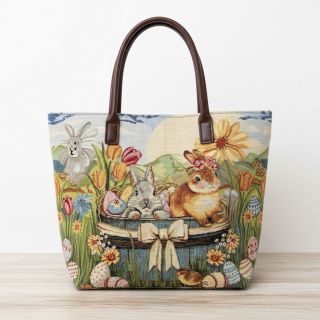 Țesătură decorativă GOBELIN PREMIUM Floral Easter Bunny PANEL