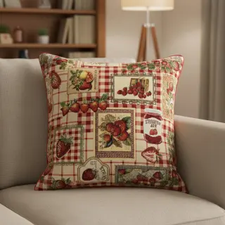 Țesătură decorativă GOBELIN premium Strawberry Jam Check