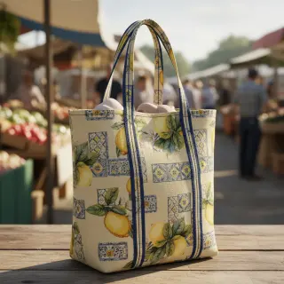 Țesătură decorativă GOBELIN premium Citrus Lemon Azulejos