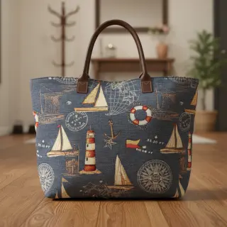 Țesătură decorativă GOBELIN premium Coast Lighthouse Sea