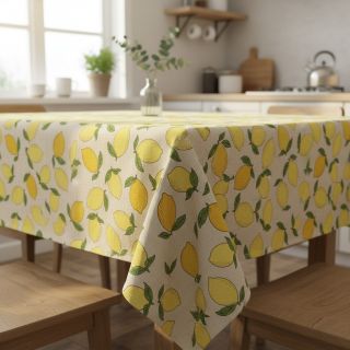 Țesătură decorativă Linenlook premium Sunny Lemon Fruit