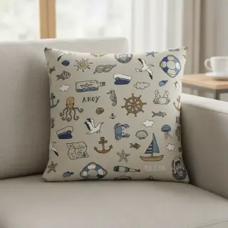 Țesătură decorativă Linenlook premium Nautical Doodle
