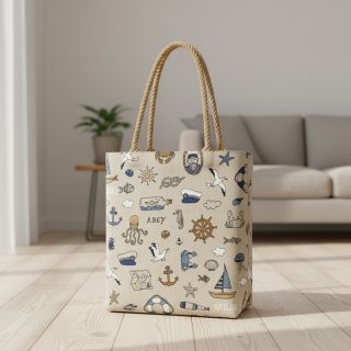 Țesătură decorativă Linenlook premium Nautical Doodle