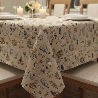 Țesătură decorativă Linenlook premium Nautical Doodle