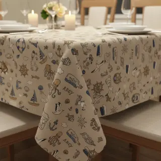 Țesătură decorativă Linenlook premium Nautical Doodle