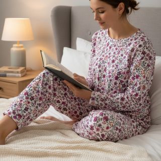 Tricot Flowers fuchsia digital print ORGANIC