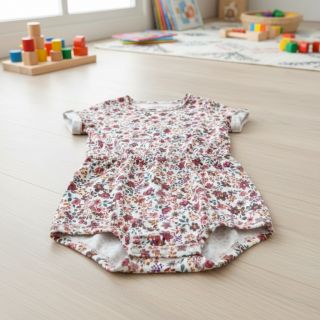 Tricot Flowers burgundy digital print ORGANIC