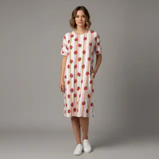 Tricot Fruits Strawberry white
