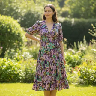 Țesătură din bumbac VISCOSE Flowers cobalt