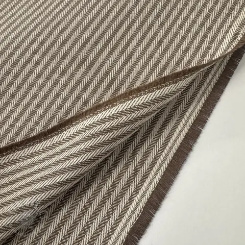 Țesătură decorativă DOBBY Colored stripe coffee