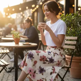 Țesătură din bumbac VISCOSE Flowers offwhite digital print