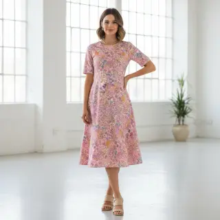 Țesătură din bumbac VOILE Small hayppy flowers digital print