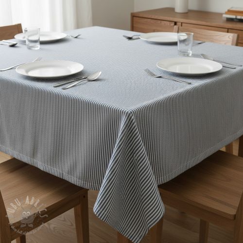 Țesătură decorativă DOBBY Colored stripe blue