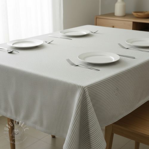 Țesătură decorativă DOBBY Colored stripe light grey