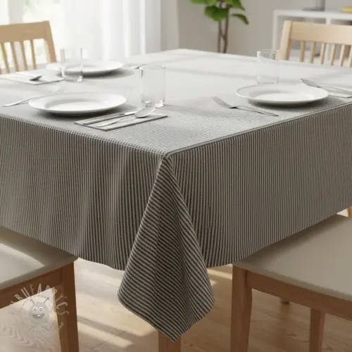 Țesătură decorativă DOBBY Colored stripe black