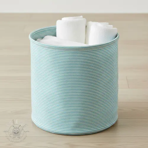 Țesătură decorativă DOBBY Colored stripe turquoise