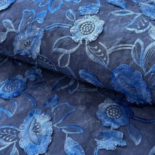 Țesătură din bumbac TIE DYE EMBROIDERY Flora design B