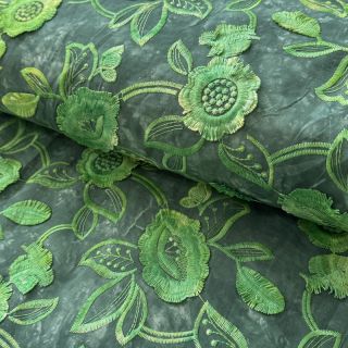 Țesătură din bumbac TIE DYE EMBROIDERY Flora design A