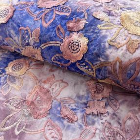 Țesătură din bumbac TIE DYE EMBROIDERY Flora design C