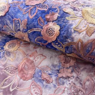 Țesătură din bumbac TIE DYE EMBROIDERY Flora design C