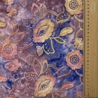 Țesătură din bumbac TIE DYE EMBROIDERY Flora design C