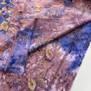 Țesătură din bumbac TIE DYE EMBROIDERY Flora design C