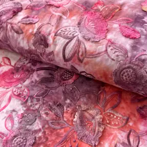 Țesătură din bumbac TIE DYE EMBROIDERY Flora design D