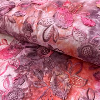 Țesătură din bumbac TIE DYE EMBROIDERY Flora design D