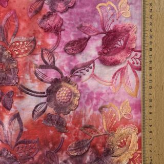 Țesătură din bumbac TIE DYE EMBROIDERY Flora design D