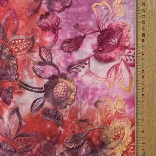 Țesătură din bumbac TIE DYE EMBROIDERY Flora design D