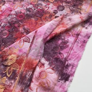 Țesătură din bumbac TIE DYE EMBROIDERY Flora design D