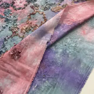 Țesătură din bumbac TIE DYE EMBROIDERY Eva tape design C