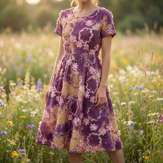 Țesătură din bumbac TIE DYE EMBROIDERY Eva tape design D