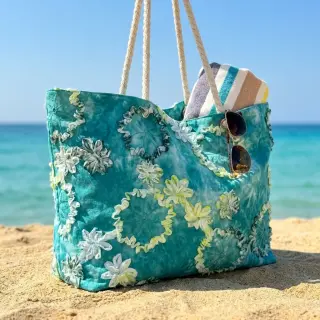 Țesătură din bumbac TIE DYE EMBROIDERY Eva tape design B
