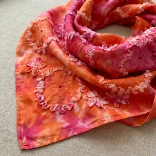 Țesătură din bumbac TIE DYE EMBROIDERY Eva tape design F