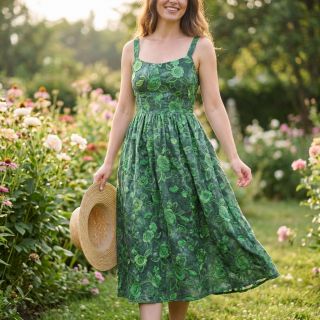 Țesătură din bumbac TIE DYE EMBROIDERY Flora design A