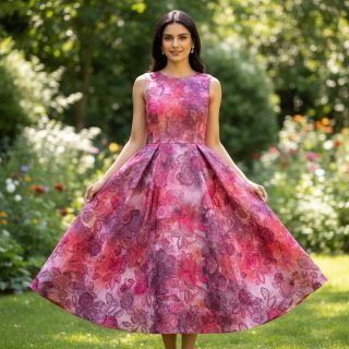 Țesătură din bumbac TIE DYE EMBROIDERY Flora design D