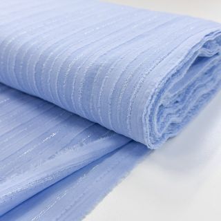 Țesătură din bumbac VOILE LUREX Stripes light blue