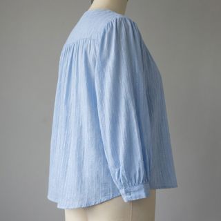 Țesătură din bumbac VOILE LUREX Stripes light blue